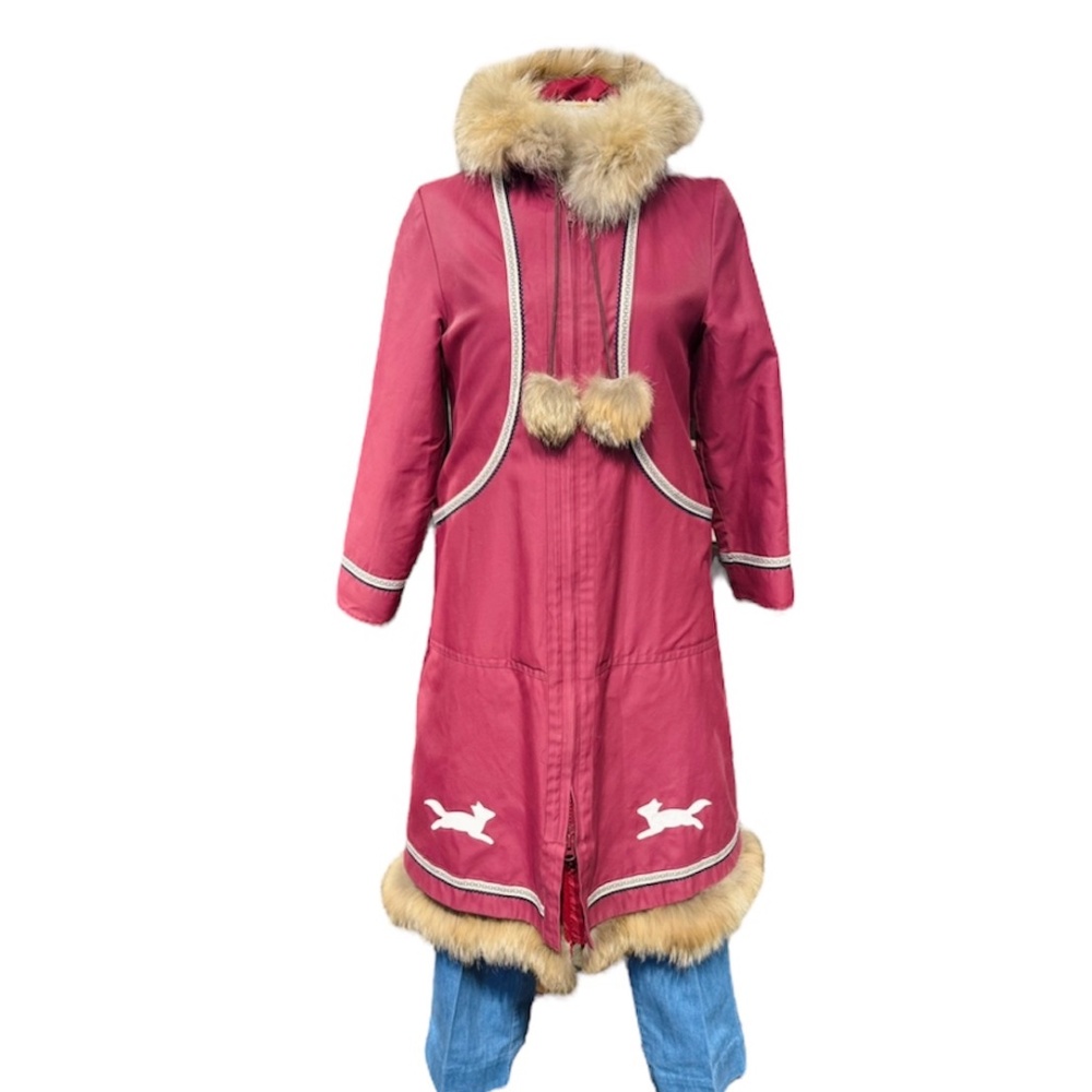 Vintage Authentic Yukon Parka Wool Full Length Coat with Exterior Zip Off Jacket